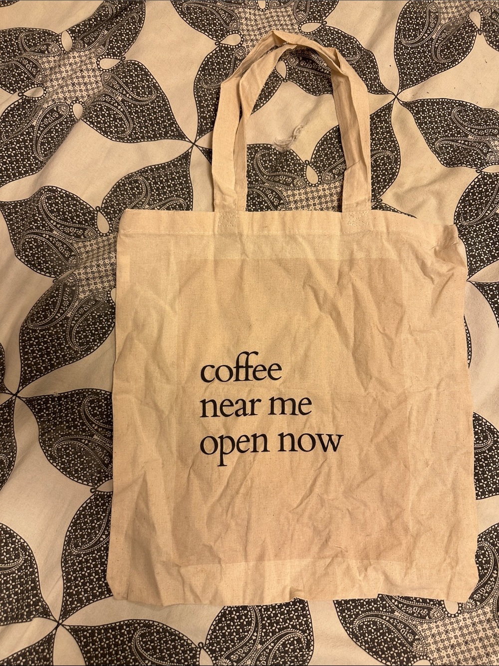“Coffee Near Me Open Now” Novelty Canvas Tote - Picture 1 of 5